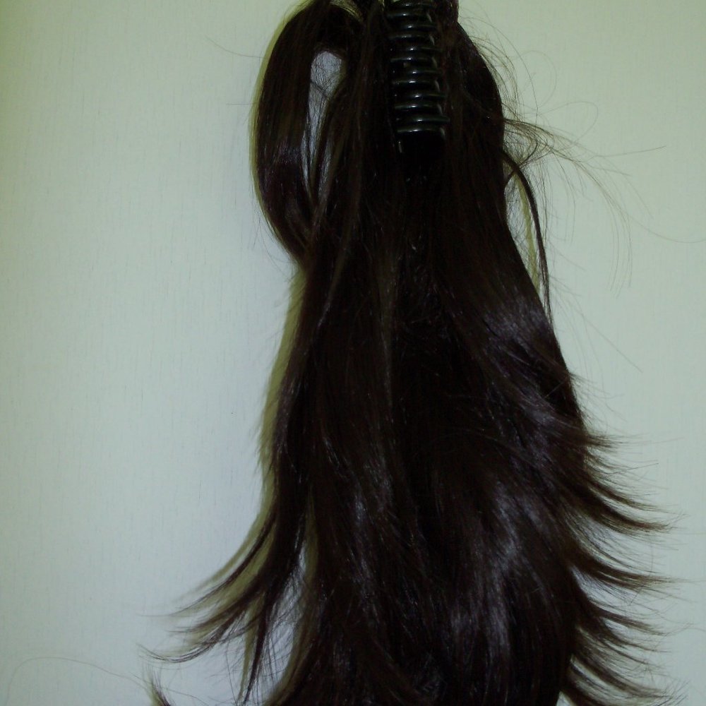 dark brown shag clip on hair pieces